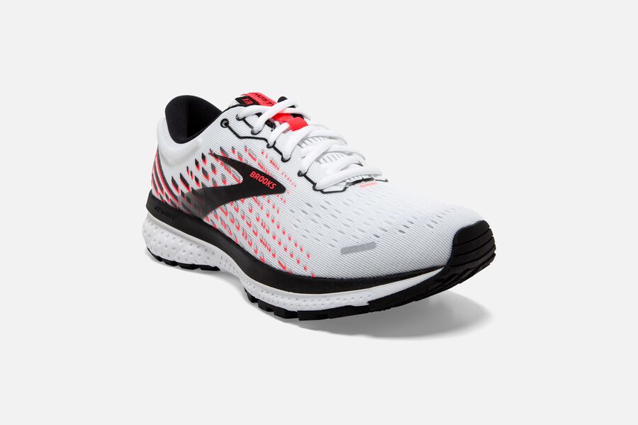 Brooks Ghost 13 Road Running Shoes Womens White/Pink/Black 025763-FZG